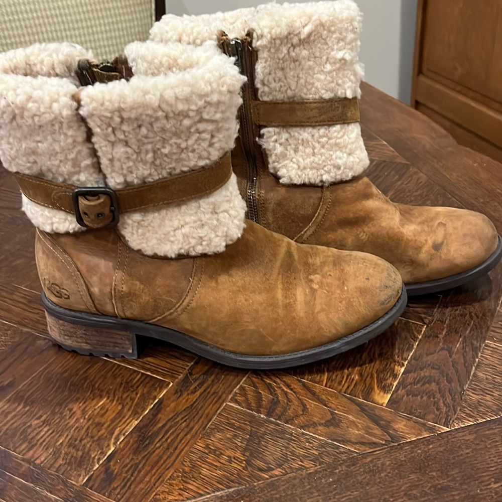 Womens UGG Blayre II Brown Leather Boots / Size 10